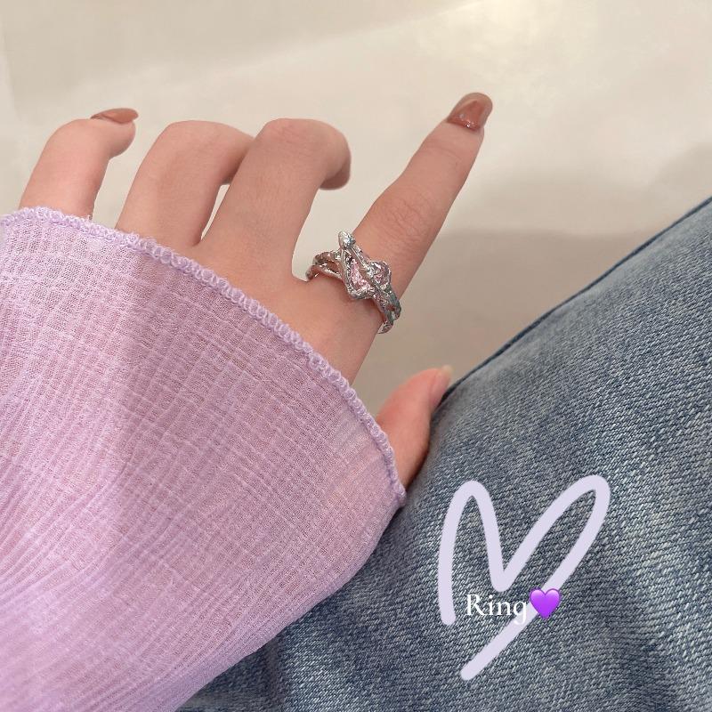 New Arrived Romantic Lovely Pink Bowknot Design Female Exquisite Jewelry Ring with Micro Bow Tie Zircon for Party and Dating