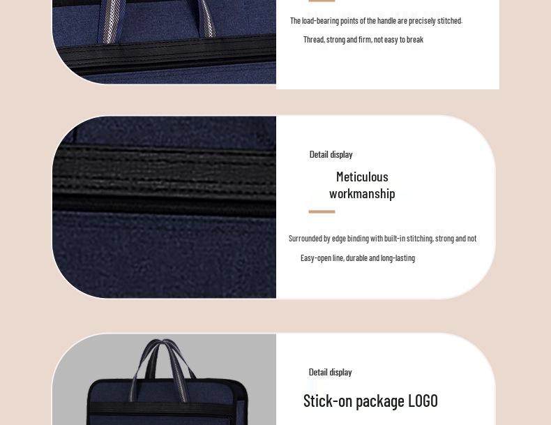 Oxford Cloth Business Briefcase: Large Zippered File & Computer Storage Bag