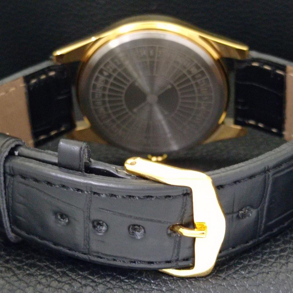 HAND-WINDING VINTAGE SWISS MENS POKER FACE YELLOW COLOR DIAL WATCH A701177-5 R205b-a701177