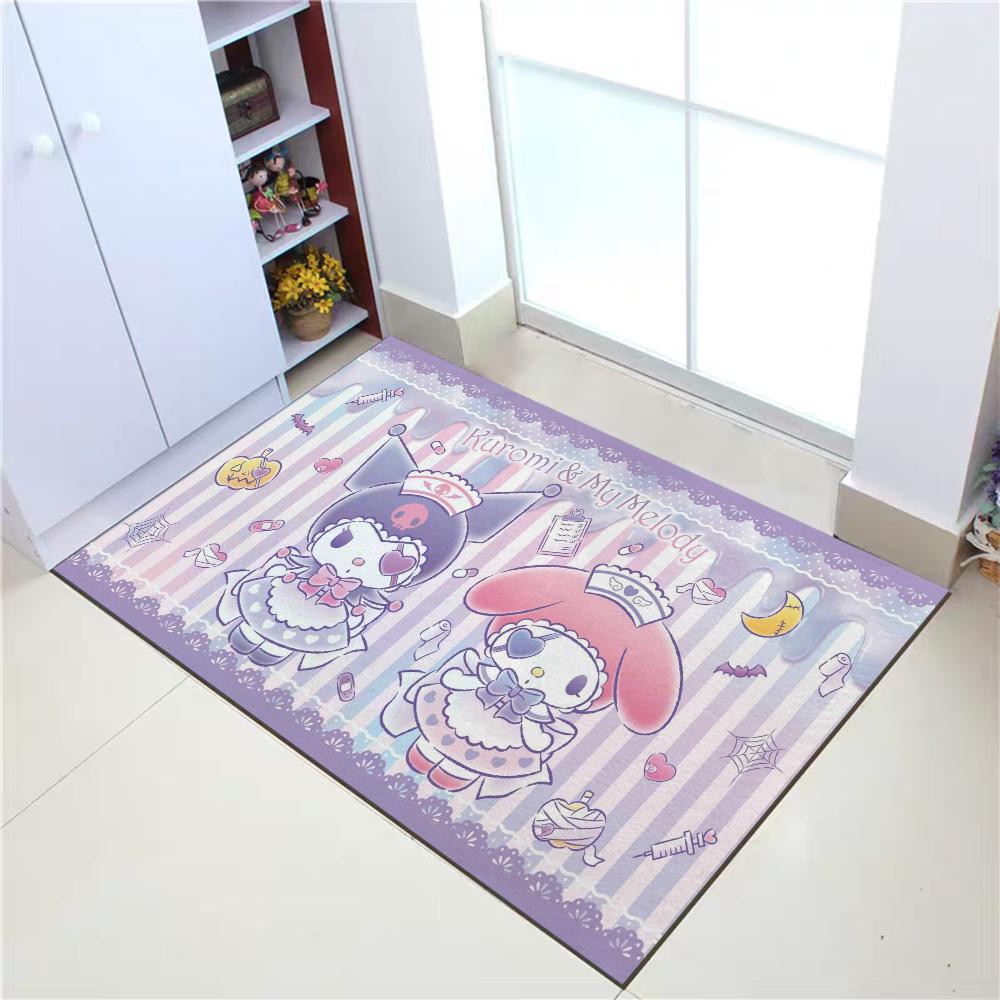 Kuromi My Melody Carpet Living Room Mat Entrance Door Mats Welcome Home Kawaii Rug Absorbent Bathroom Rug Doormats Rugs Foot