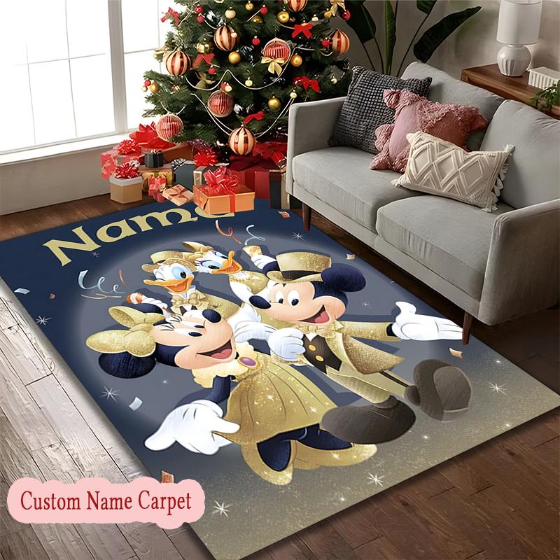 1pc Mickey Adventures Wheels Rug, Personalized Customize Name Printed Home Area Carpet, Custom Text Office Chair Rug
