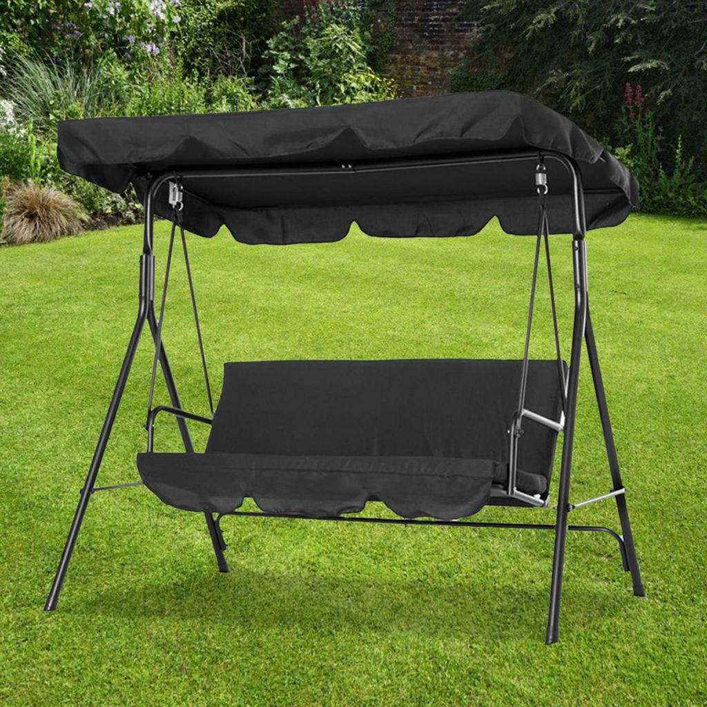 Double People Outdoor Garden Waterproof Swing Sunshade Cover Canopy Shade Cloth 142x120x18cmBlack