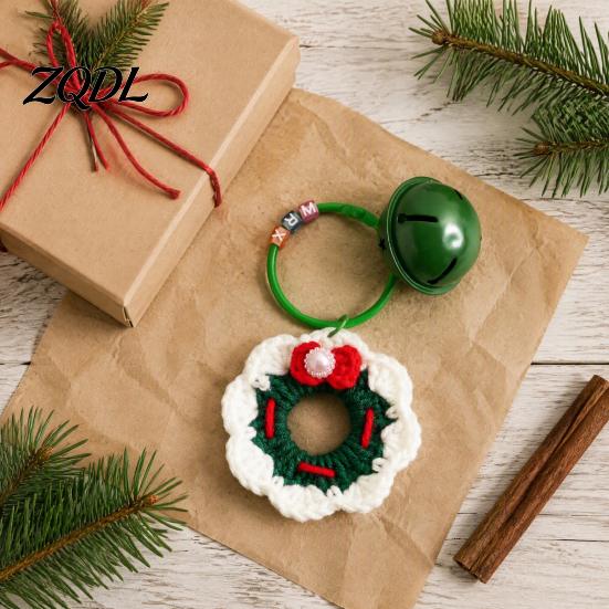 Mini Sock Ornament Yarn Crochet Christmas Keychain with Bell, Handmade Tree Hat Glove Wreath Festive Keyring for Car Keys Key Ring Pendant,