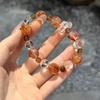 Natural white crystal red agate bracelet for women, high-end black gold super seven exquisite fashion bracelet, original niche design