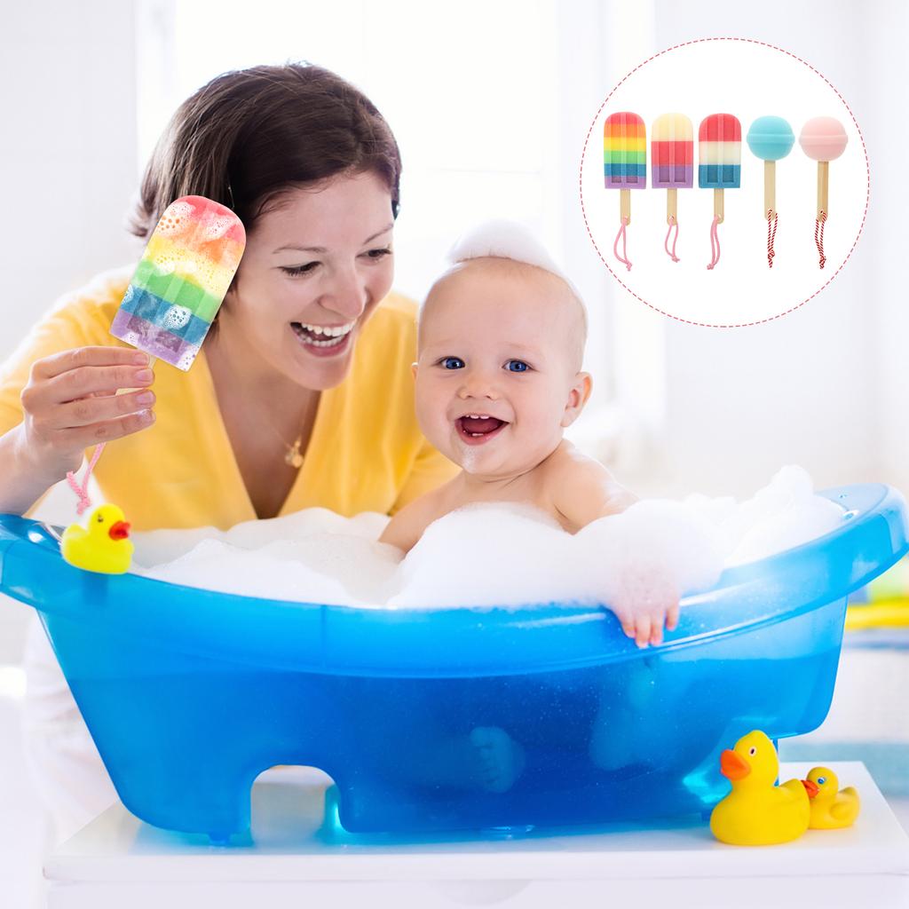 1 Set 5Pcs Practical Baby Shower Brushes Colorful Sponges Baby Bath