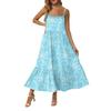 Women's Long Beach Casual Elegant Spaghetti Strap Maxi Dress Stitching Low-key Flowing Bohemian Dress