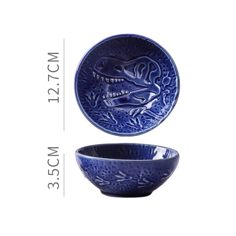 Keramisk tallerken Retro ovnsglasur Dinosaurtallerken Barbecue Mini dippskål Sashimi Sushi Soyasausfat Hjem Skrivebord Snacktallerken