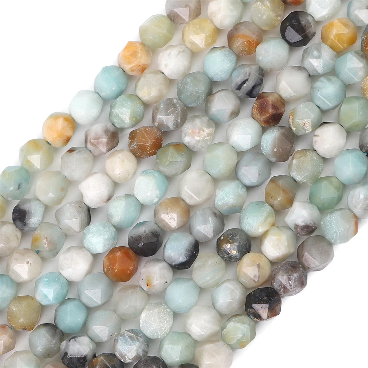 

Граненые бусины из натурального камня, свободные бусины для изготовления ювелирных изделий, браслет, ожерелье, серьги своими руками Amazonite 6mm 58pcs