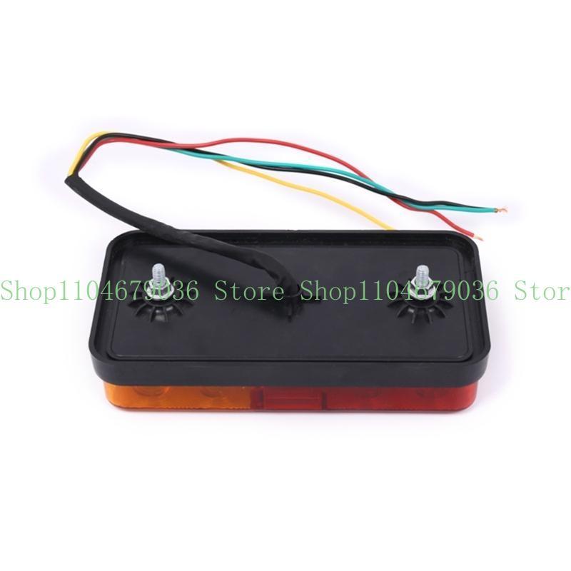 652F 2Pcs LED Trailer Tail Light 12V 10 LED Amber Red Taillight Turn Brake Running Tail Stop Light for Truck