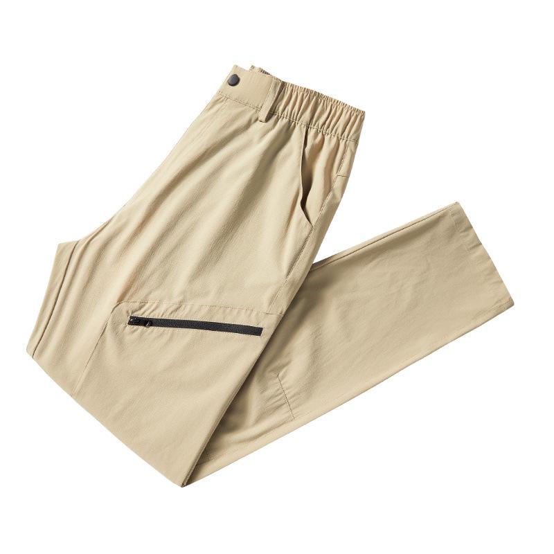 Plus Size Quick-Dry Antibacterial Casual Cargo Pants: Breathable, High Elasticity, Straight-Leg for Summer
