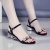 Fashionable Roman Sandals Daily 2024 Spring New Water Diamond Inlaid Simple Temperament Versatile Comfortable Women's Shoes