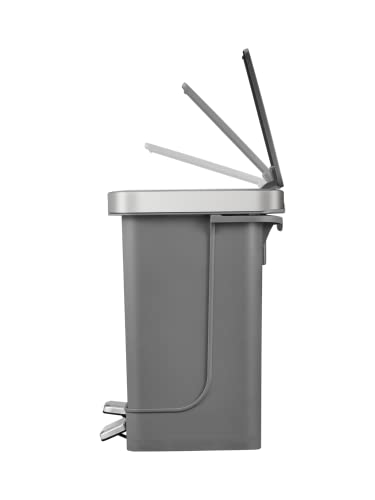 EKO Hana Recycler Duo Pedal-Operated Trash Can, Step Bin, Blue/Gray, 10L+10L with Lid, No Inner Box, EK6200-10L+10L-TB/GY