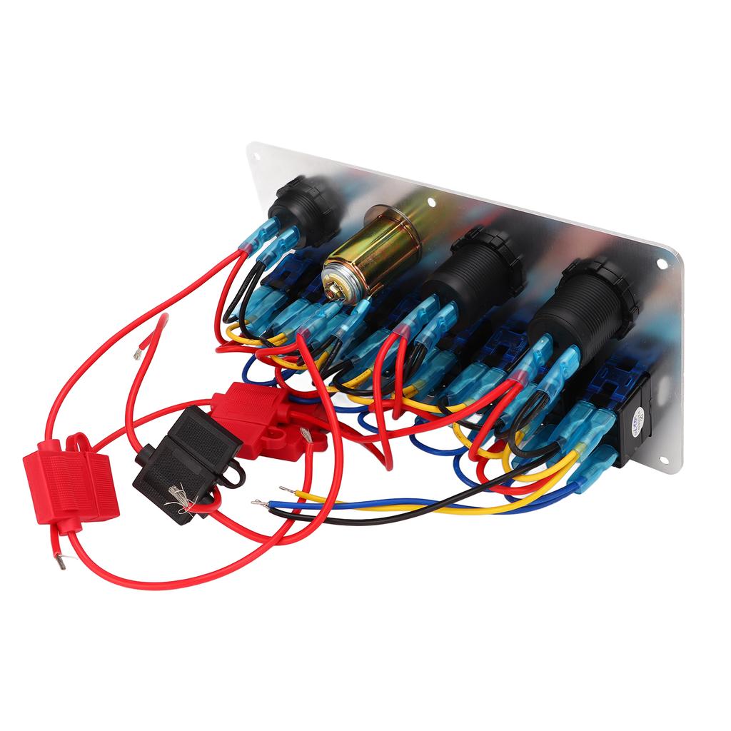Rocker Switch Panel 8 Gang 12‑24V 5 Pin Blue Light Toggle On Off Lights Control Switch Panel