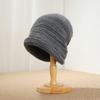 Retro colored silk mixed thread stacked knitted hat women's stripe loose knitted cold hat showing face small headgear wool hat