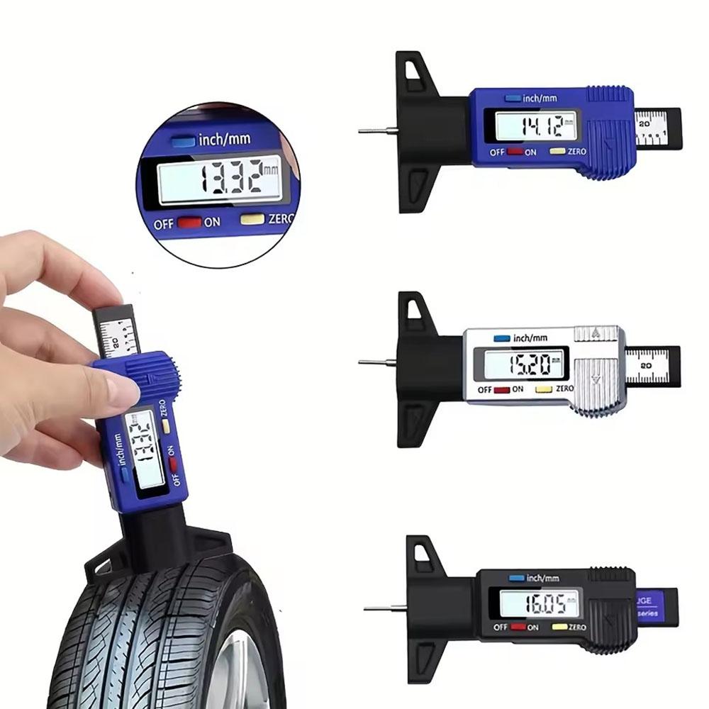 Digital Depth Calibrator, LCD Tread Depth Gauge, Tread Gauge for Car Tires, 0-25mm Measuring Tool, Calibrator Repair Tools 1pcs
