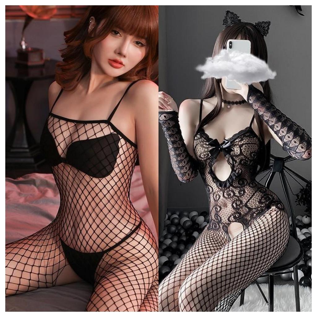 Sexy Lingerie Tight Sexy Suit Uniform Seduction Women's Transparent Open Crotch Mesh One-piece Stockings Mesh