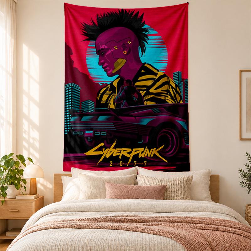 Cyberpunk 2077 Tapestry Highquality for Decorating Living Room Bedroom Dorm Walls Ideal As Bedroom Wallart Orholiday Gift