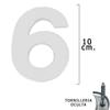 WOLFPACK PROFESSIONAL LINE - Metal Number "6" Matte Silver 10 Cm. with Hidden Screws (Blister 1 Piece)