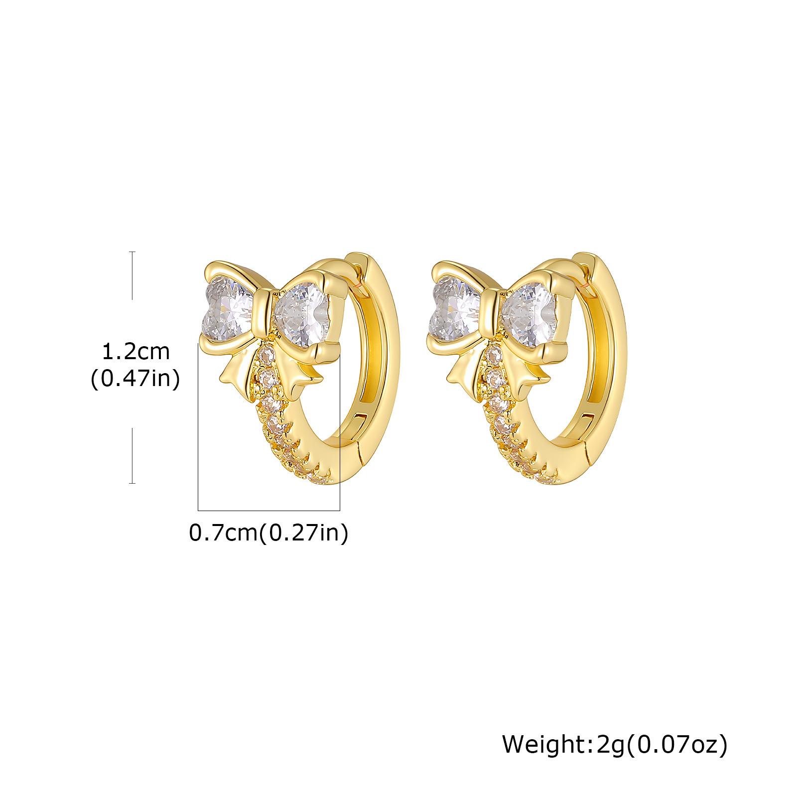 Wind copper slightly inlaid zircon bow flower earrings gold women s daily versatile earrings EBD-480