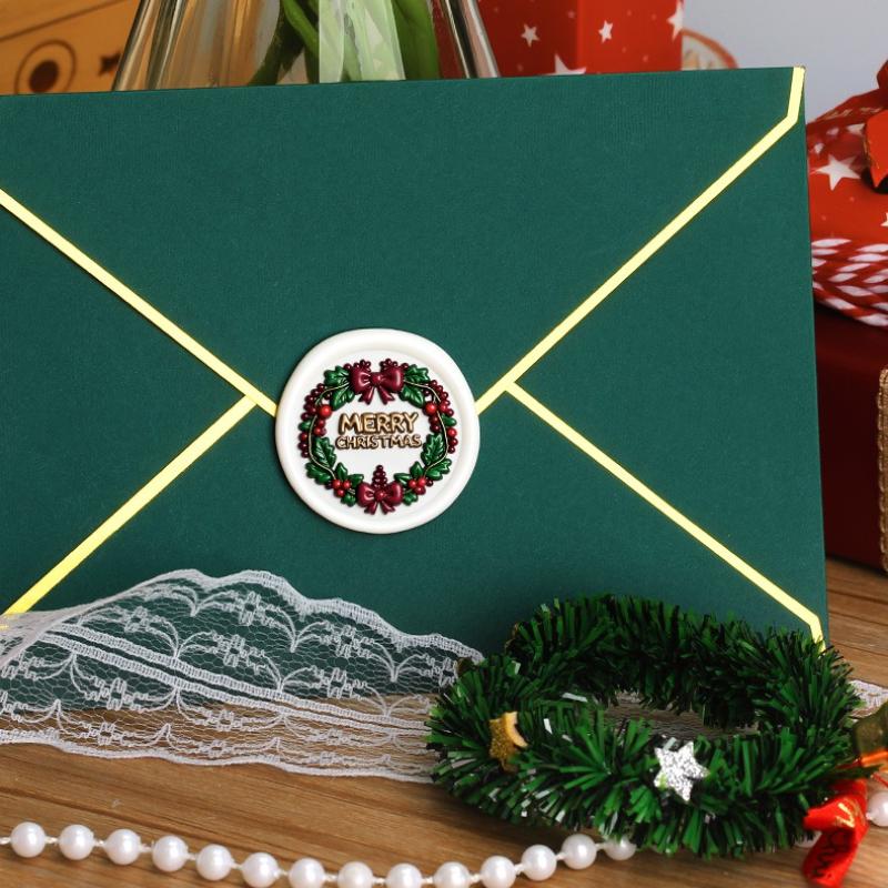 Christmas Series Embossed Christmas Tree Lacquer Seal Head Brass Carving Wax Seal Decoration Gift for Lacquer Lovers