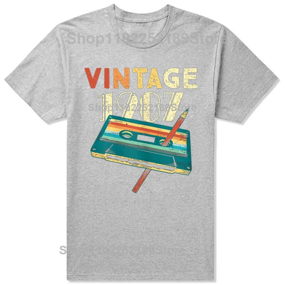 Funny Vintage 1987 Music Cassette 38th Birthday Gifts 38 Years Old Graphic Tshirts Tshirt 100 Cotton Loose Oversized T Shirt