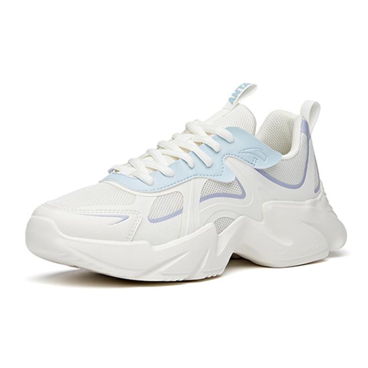 ANTA Running Shoes Women's Low top Ivory White/Light Blue/Poplar Catkin Purple 922125583-4