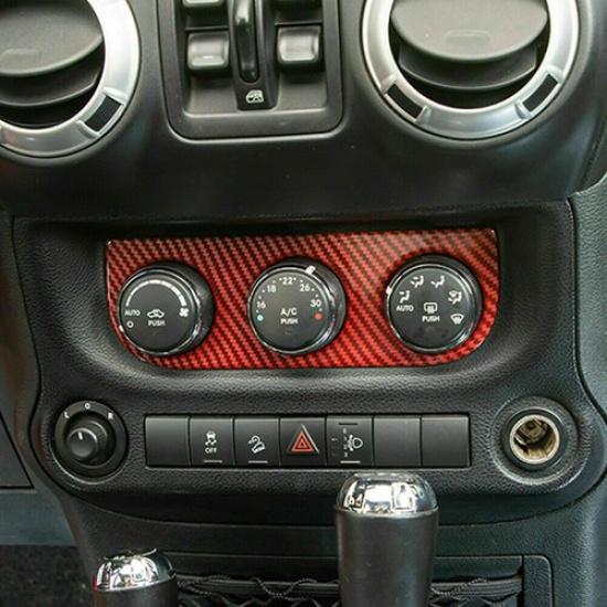 Air Conditioner Switch Decor Cover Trim For Jeep Wrangler JK 11-17 Red Carbon