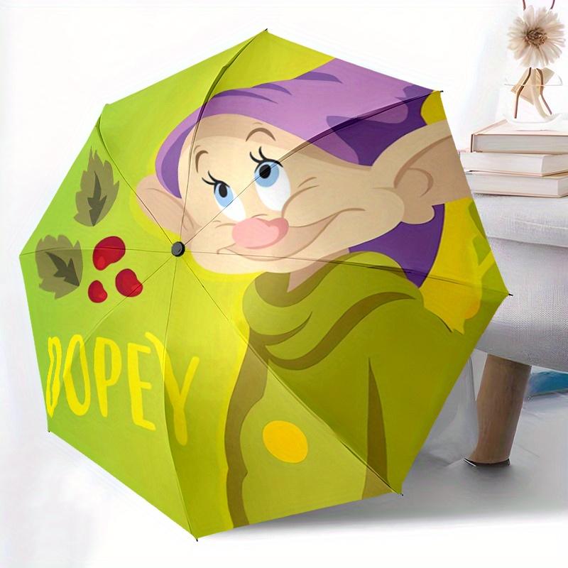 1pc Dopey Dwarf Pattern Automatic 3-Fold Umbrella, 8 Iron Frames, High-Value Folding Umbrella, Suitable for Office, Travel and Outdoor Adven