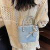 Elegant Korean Crossbody Bag Rhinestone Women 's Handbag Retro Denim Bucket Bag  Travel