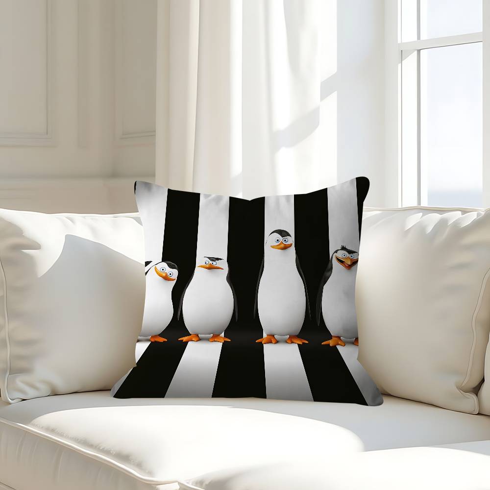 

Cute P-Penguins Of M-Madagascar Personalized Pillow Cover Kids Bedroom Wild Party Decor Pillowcase Kid Birthday Shower Gift 16x16Inch