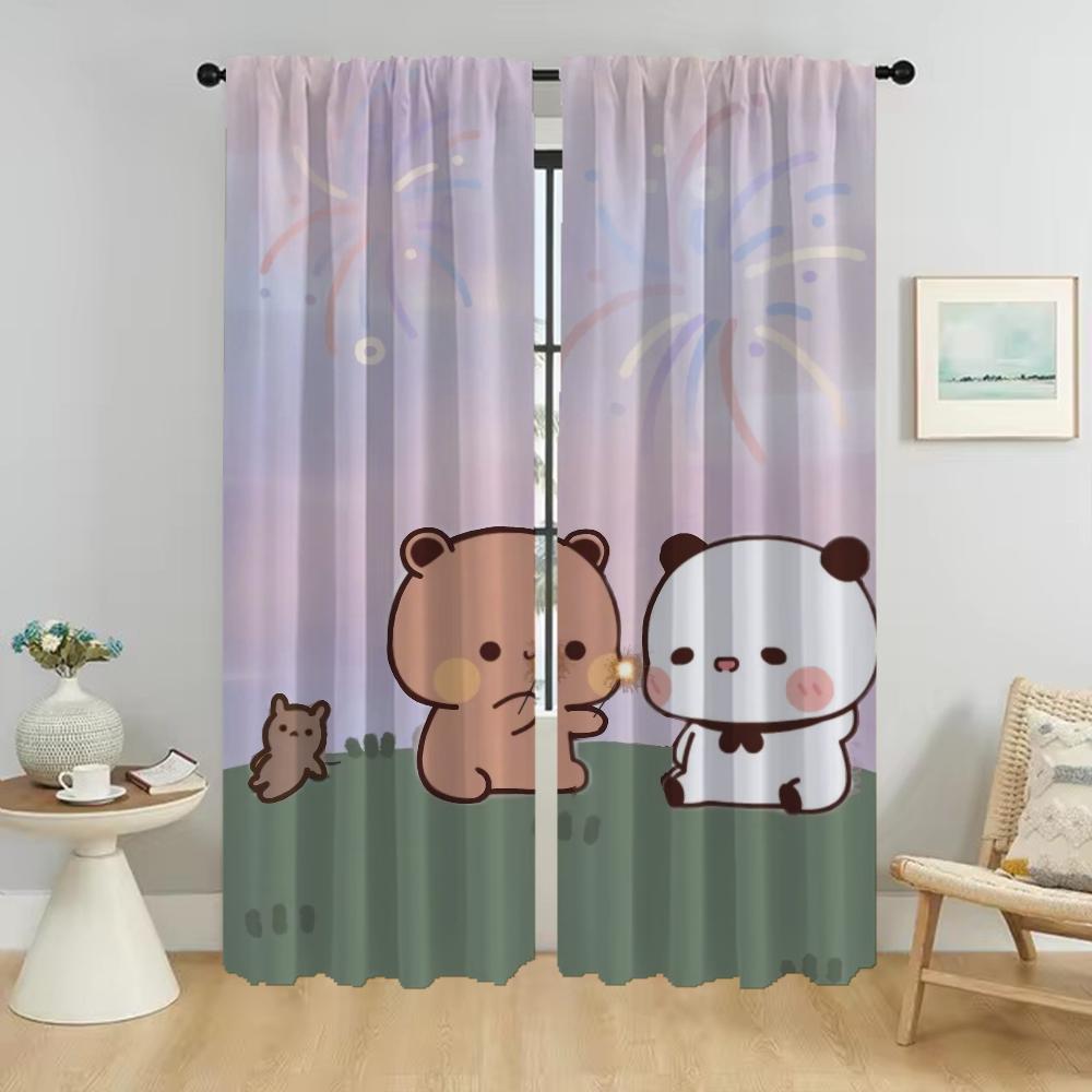 Peach Mochi Cat Eleganckie firanki do pokoju 2 sztuki firanki do pokoju 2 panele firanki do wnętrza domu ścianka działowa salon kuchnia