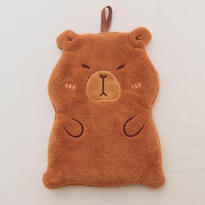 Cute Coral Velvet Capybara Hand Towel Cartoon Capybara Bathroom Kerchief Strong Water Absorption Wall-Mounted Absorbent Towel