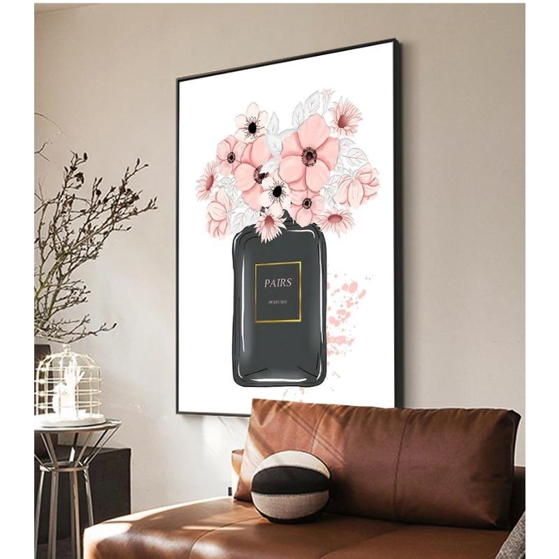Nordic Perfume Bottle High Heels Wall Art Canvas Painting Modern Wall Pictures For Living Room Home Decor No Frame