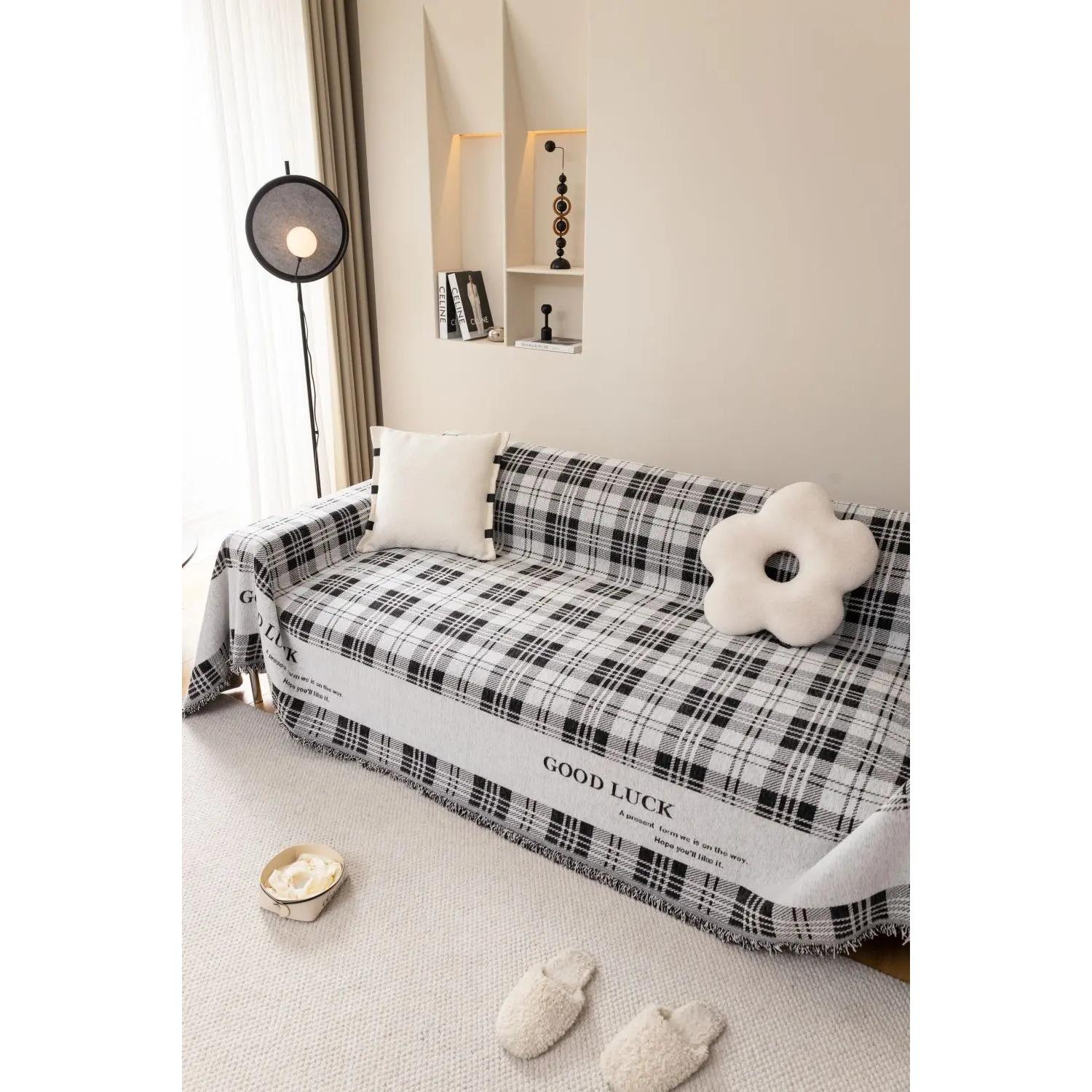 

Клетчатый чехол для дивана, коврик, одеяло, гостиная, трехместный диван, положение пары, современное одеяло для кемпинга, пикника 180x130cm