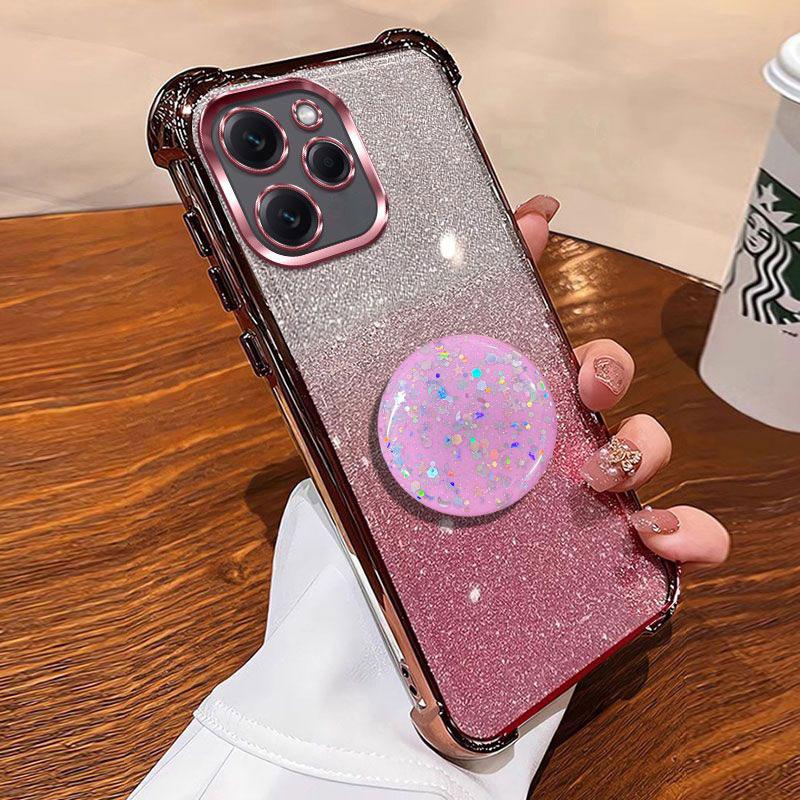 Shiny Star Stand Holder Case For Infinix Hot 40 Pro 30 30i 50 pro+ Tecno Spark 20 pro Shockproof Glitter Capa Cover with ring