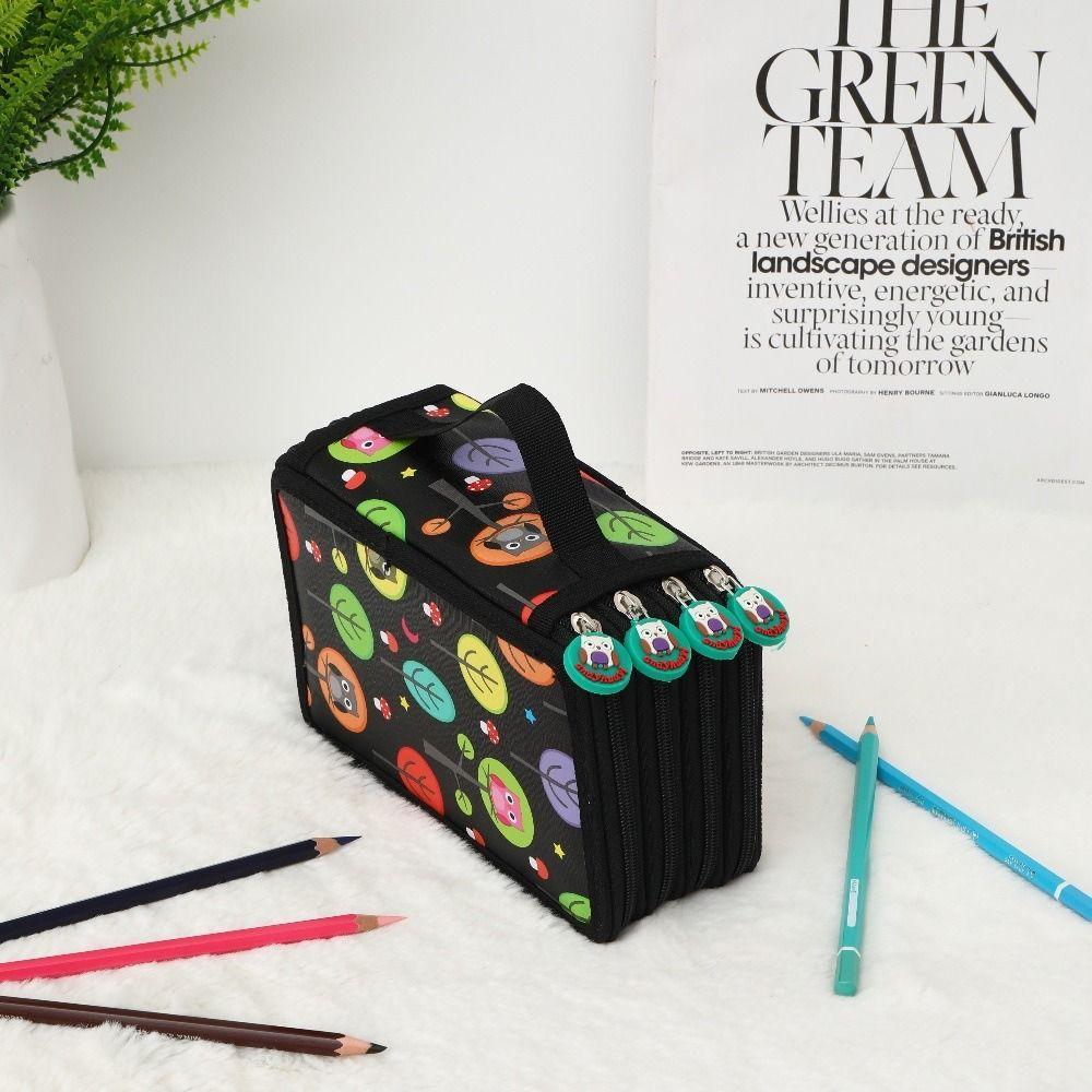 32/52/72 Hole Sketch Pencil Case Cartoon Paintbrush Organizer Art Supplies Organization