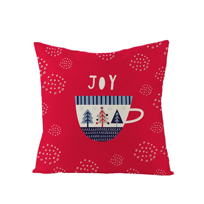Home Polyester Pillow Cover Cartoon Digital Print Christmas Cushion Cover Living Room Sofa Cushion Cover