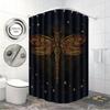1Pc Dragonfly Print Black Waterproof Shower Curtain Bathroom Partition Privacy Multiple Sizes 12 Hooks Easy To Install