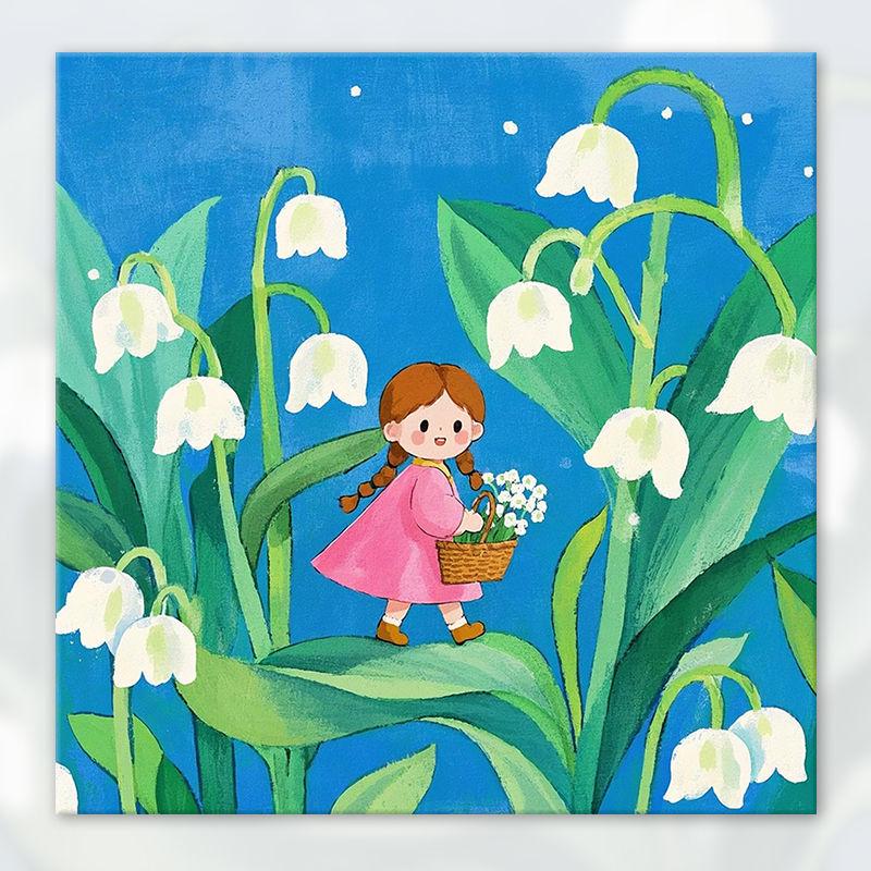 

Набор для рисования акриловыми красками своими руками - Цветы ландыша 20x20cm Beginner Friendly