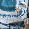 Retro Agate Texture Blue Tulle Curtains For Living Room Home Decor Window Curtain Kitchen Sheer Voile Curtain