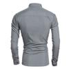 Men Shirt Business Single-breasted Stand Collar Formal Contrast Color Line Autumn Shirt for Work