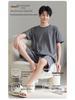 7A Antibacterial Plus Size Cotton Pajamas for Men - Short Sleeve & Shorts, Cooling, Round Neck, Summer Outerwear/Loungewear