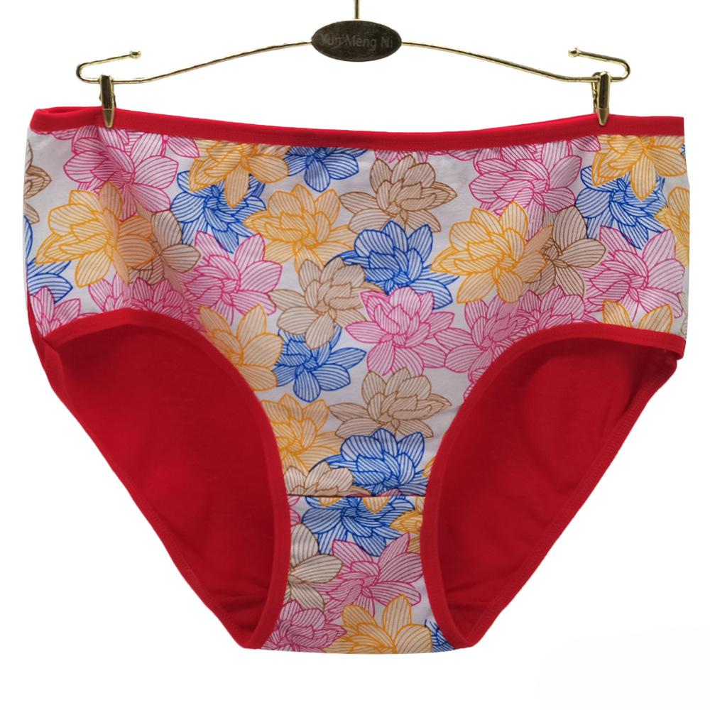 Unterwäsche für Damen und Herren, Baumwollhöschen, Slips mit hoher Taille, Blumenmuster, Dessous, Übergröße, 6er-Pack