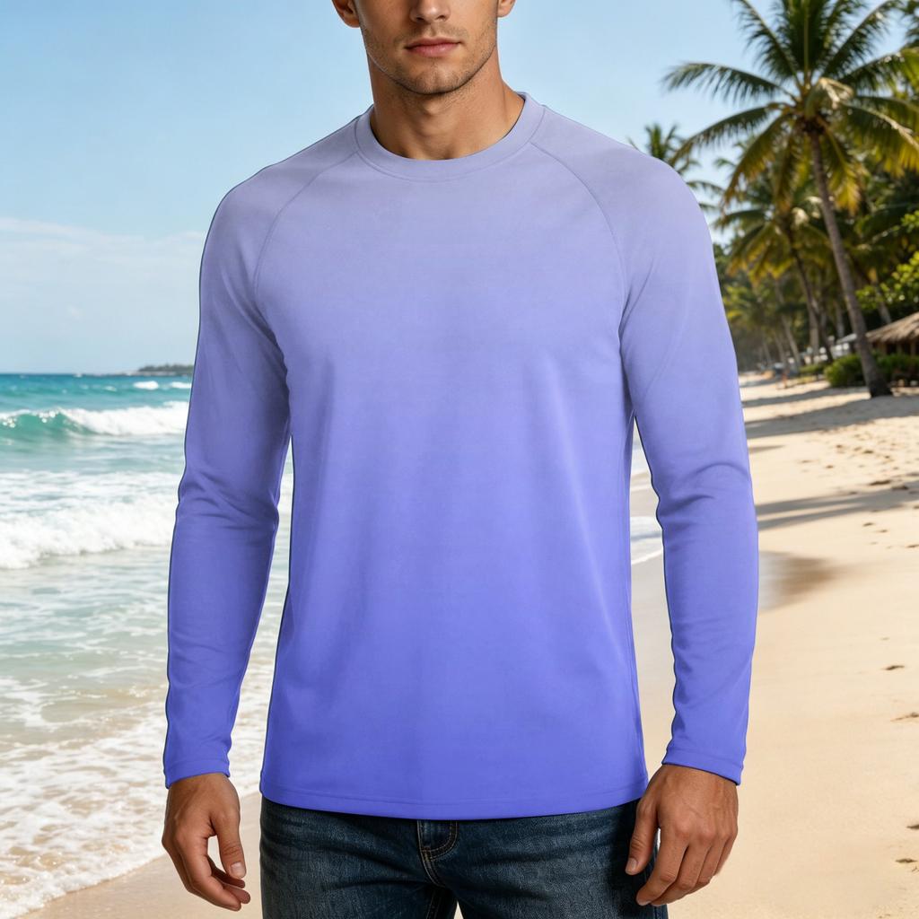 Herren Langarm UPF50+ Sonnenschutzshirt Leicht Atmungsaktiv Schnelltrocknend Outdoor Freizeit Oberteil für Sommeraktivitäten