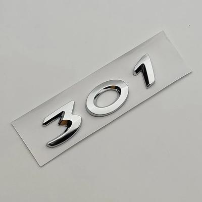 3d ABS Chrome Logo 301 Emblem Letters Adhesive Nameplate Car Trunk Badge Decal For 301 Sticker Accessories