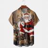 Christmas Short-sleeved Collared Shirt, Men's Holiday Vacation Top