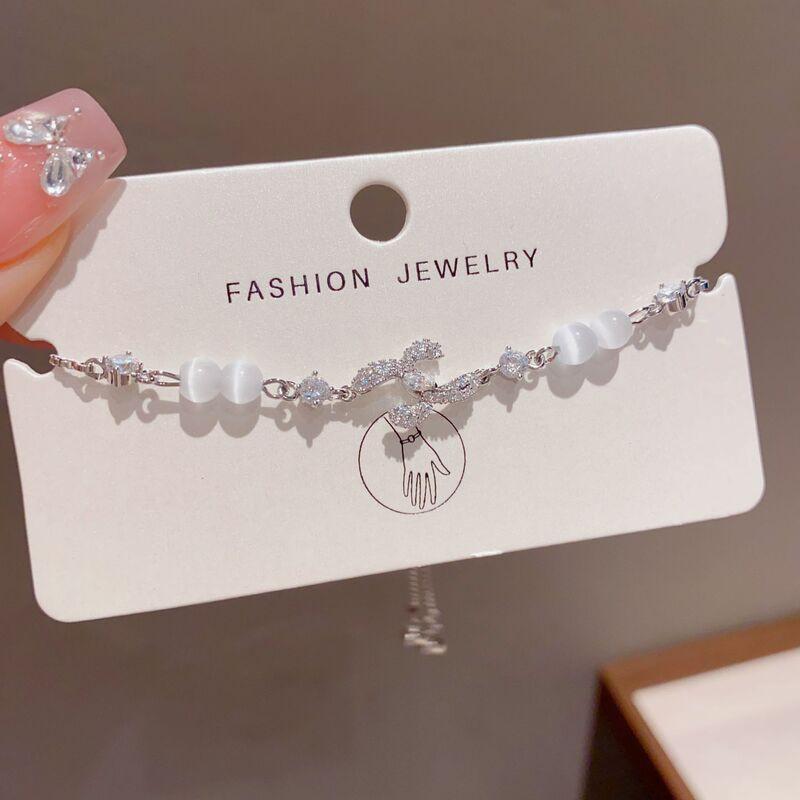 Adjustable Pull-Through Cat Eye Stone Bracelet With Moon Star Motif Gold Plated Copper Women Fashion Jewelry