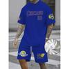 Conjunto de Duas Peças Masculino Tendência com Gola Redonda e Mangas Curtas, Shorts para Lazer de Verão e Férias Confortáveis, Roupa Masculina Esportiva