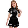 Girls Racing Costume Mock Neck Short Sleeve Back Invisible Zipper Checkerboard Sequins Dress