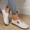 Women Shoes  Brand Designer Shoes Woman Square Toe Japanned Leather Flats Vintage Narrow Band Loafers  Luxury Shoes for Women